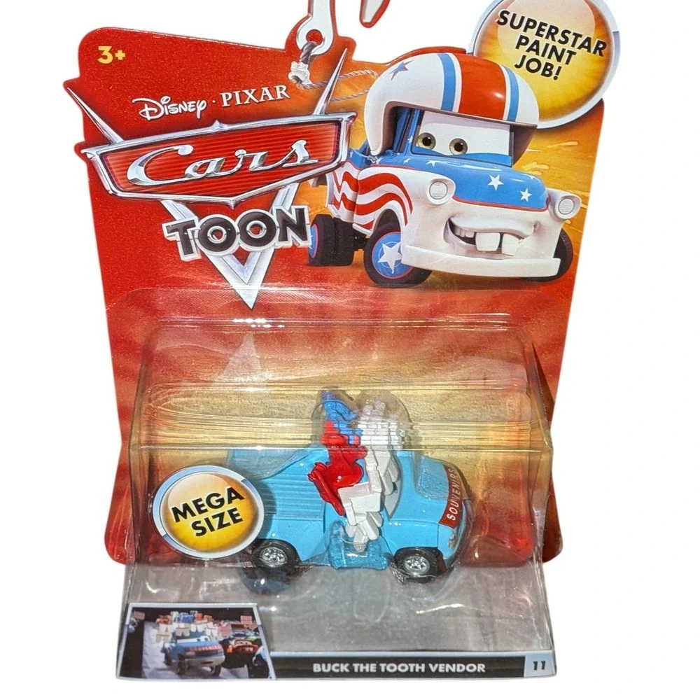 Disney Pixar Cars Toon Buck the Tooth Vendor Mega Size‎ Diecast Mattel 11 New